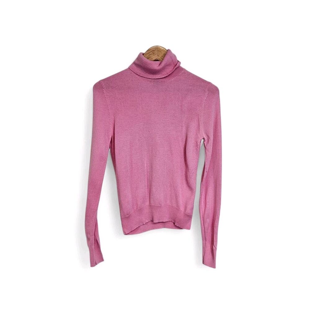 Gap Pink Italian Merino Wool Lightweight Turtleneck Sweater Size Medium